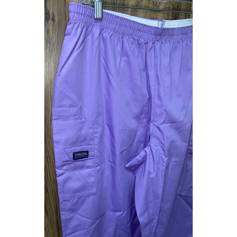 LARGE Cherokee Womens Elastic Waistband 4200 Scrub Pants, Orchid - Picture 2 of 5